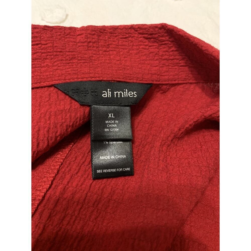 Ali Miles Red Collared Vest XL Button and zip pockets Lagenlook Art to Wear - Picture 8 of 10